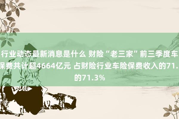 行业动态最新消息是什么 财险“老三家”前三季度车险保费共计超4664亿元 占财险行业车险保费收入的71.3%