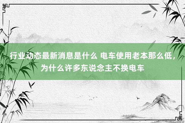 行业动态最新消息是什么 电车使用老本那么低，为什么许多东说念主不换电车