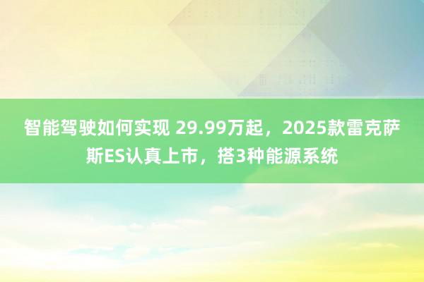 智能驾驶如何实现 29.99万起，2025款雷克萨斯ES认真上市，搭3种能源系统