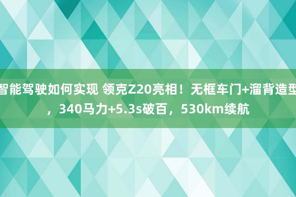 智能驾驶如何实现 领克Z20亮相！无框车门+溜背造型，340马力+5.3s破百，530km续航