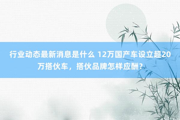 行业动态最新消息是什么 12万国产车设立超20万搭伙车，搭伙品牌怎样应酬？