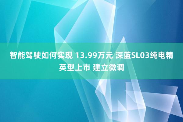 智能驾驶如何实现 13.99万元 深蓝SL03纯电精英型上市 建立微调