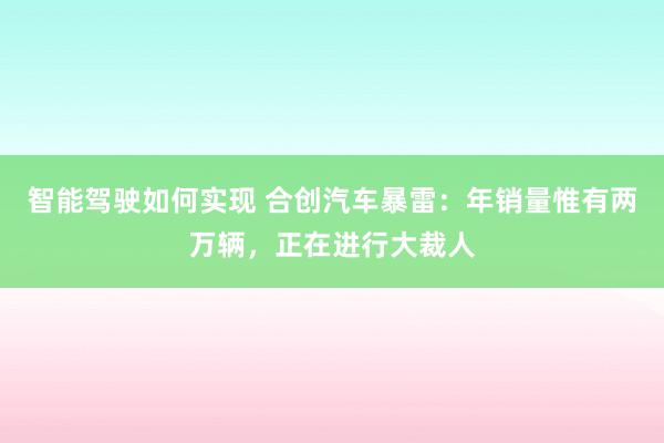 智能驾驶如何实现 合创汽车暴雷：年销量惟有两万辆，正在进行大裁人