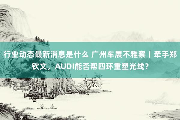 行业动态最新消息是什么 广州车展不雅察丨牵手郑钦文，AUDI能否帮四环重塑光线？