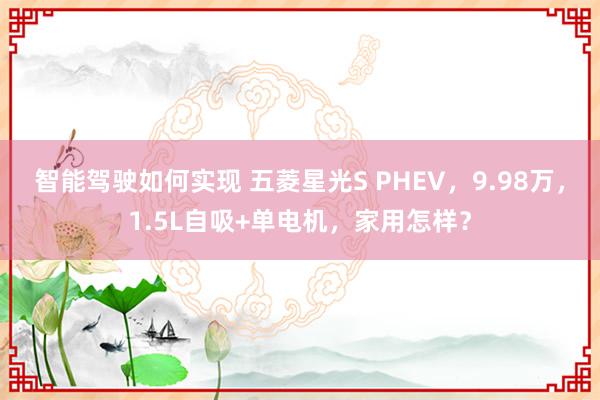 智能驾驶如何实现 五菱星光S PHEV，9.98万，1.5L自吸+单电机，家用怎样？