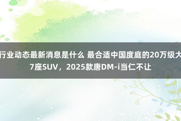 行业动态最新消息是什么 最合适中国度庭的20万级大7座SUV，2025款唐DM-i当仁不让