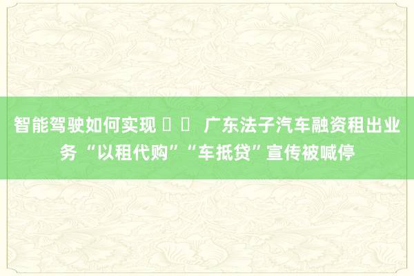 智能驾驶如何实现 		 广东法子汽车融资租出业务 “以租代购”“车抵贷”宣传被喊停