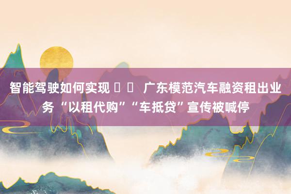 智能驾驶如何实现 		 广东模范汽车融资租出业务 “以租代购”“车抵贷”宣传被喊停