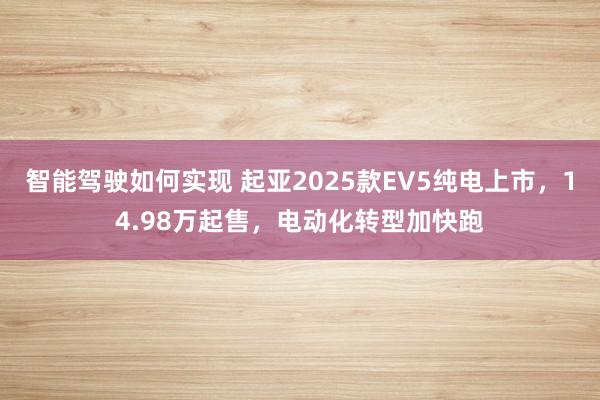 智能驾驶如何实现 起亚2025款EV5纯电上市，14.98万起售，电动化转型加快跑