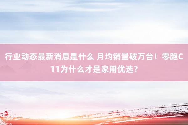 行业动态最新消息是什么 月均销量破万台！零跑C11为什么才是家用优选？