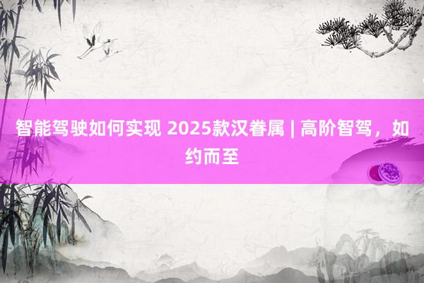 智能驾驶如何实现 2025款汉眷属 | 高阶智驾，如约而至