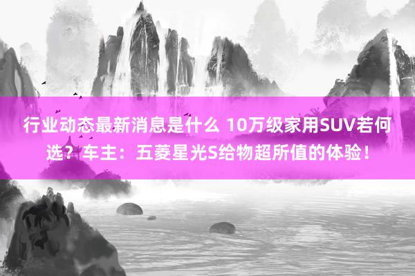 行业动态最新消息是什么 10万级家用SUV若何选？车主：五菱星光S给物超所值的体验！