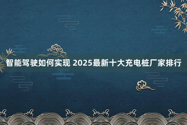 智能驾驶如何实现 2025最新十大充电桩厂家排行