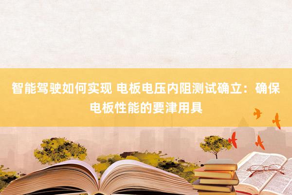 智能驾驶如何实现 电板电压内阻测试确立：确保电板性能的要津用具