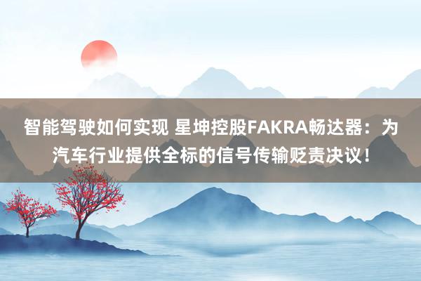 智能驾驶如何实现 星坤控股FAKRA畅达器：为汽车行业提供全标的信号传输贬责决议！