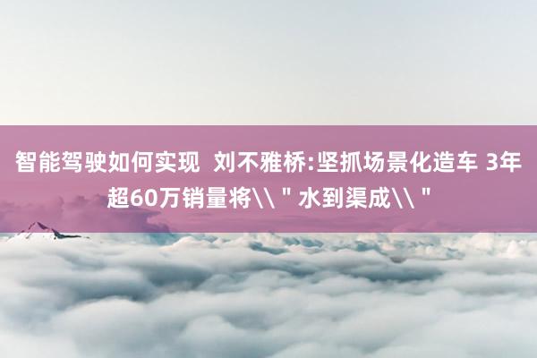 智能驾驶如何实现  刘不雅桥:坚抓场景化造车 3年超60万销量将\＂水到渠成\＂