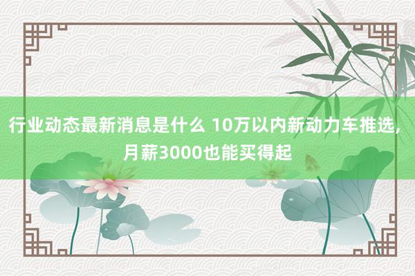 行业动态最新消息是什么 10万以内新动力车推选, 月薪3000也能买得起