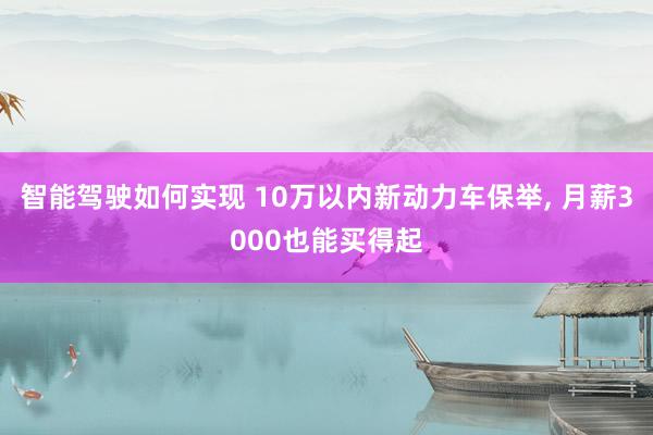 智能驾驶如何实现 10万以内新动力车保举, 月薪3000也能买得起