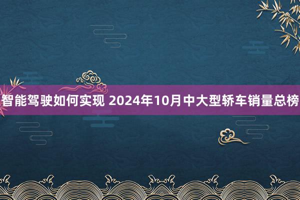 智能驾驶如何实现 2024年10月中大型轿车销量总榜