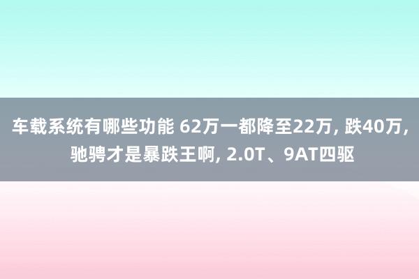 车载系统有哪些功能 62万一都降至22万, 跌40万, 驰骋才是暴跌王啊, 2.0T、9AT四驱