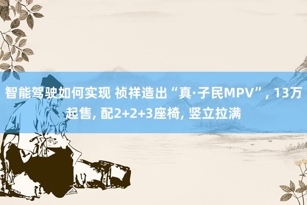 智能驾驶如何实现 祯祥造出“真·子民MPV”, 13万起售, 配2+2+3座椅, 竖立拉满