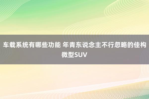 车载系统有哪些功能 年青东说念主不行忽略的佳构微型SUV