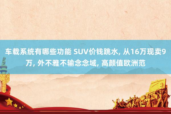 车载系统有哪些功能 SUV价钱跳水, 从16万现卖9万, 外不雅不输念念域, 高颜值欧洲范