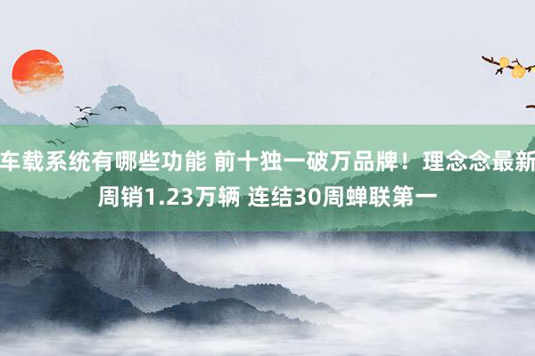 车载系统有哪些功能 前十独一破万品牌！理念念最新周销1.23万辆 连结30周蝉联第一