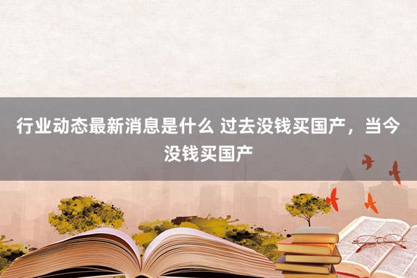 行业动态最新消息是什么 过去没钱买国产，当今没钱买国产