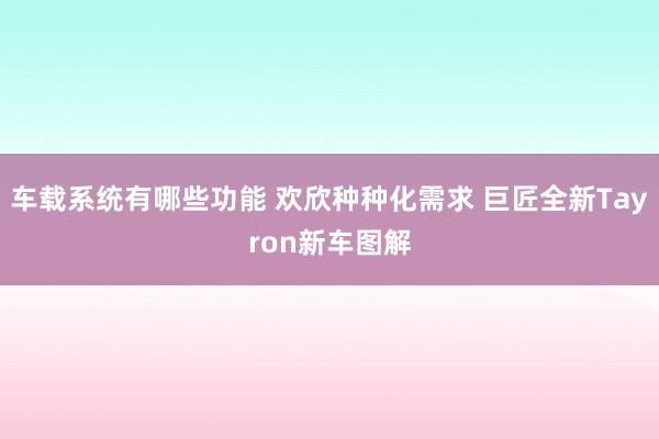 车载系统有哪些功能 欢欣种种化需求 巨匠全新Tayron新车图解