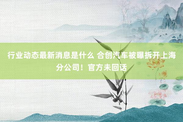 行业动态最新消息是什么 合创汽车被曝拆开上海分公司！官方未回话