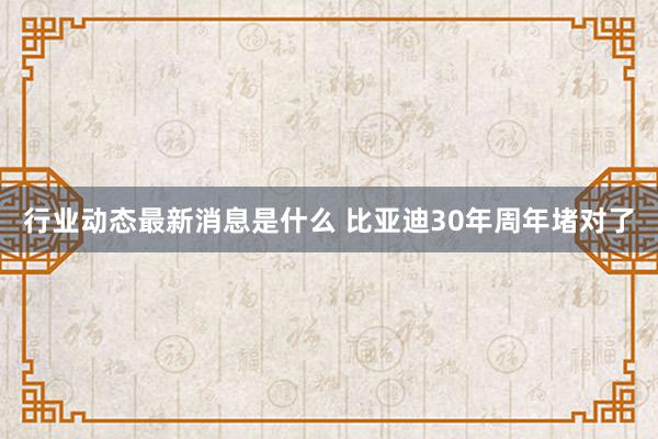 行业动态最新消息是什么 比亚迪30年周年堵对了