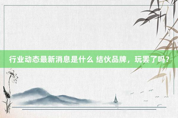 行业动态最新消息是什么 结伙品牌，玩罢了吗？