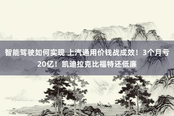 智能驾驶如何实现 上汽通用价钱战成效！3个月亏20亿！凯迪拉克比福特还低廉