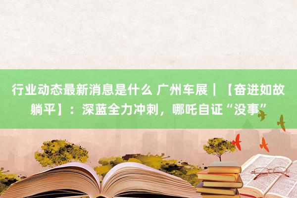 行业动态最新消息是什么 广州车展｜【奋进如故躺平】：深蓝全力冲刺，哪吒自证“没事”