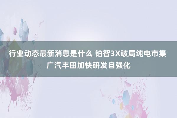 行业动态最新消息是什么 铂智3X破局纯电市集 广汽丰田加快研发自强化