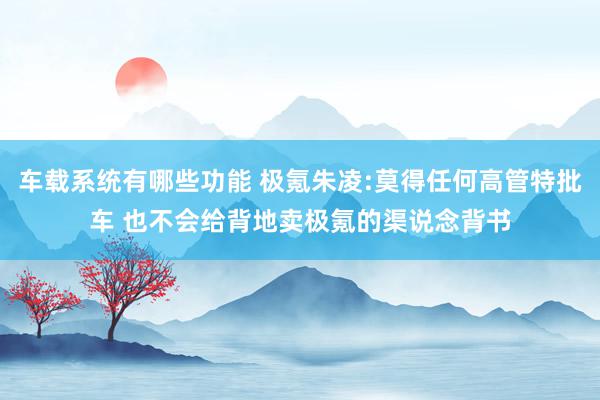 车载系统有哪些功能 极氪朱凌:莫得任何高管特批车 也不会给背地卖极氪的渠说念背书