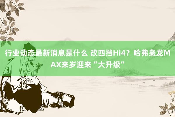 行业动态最新消息是什么 改四挡Hi4？哈弗枭龙MAX来岁迎来“大升级”