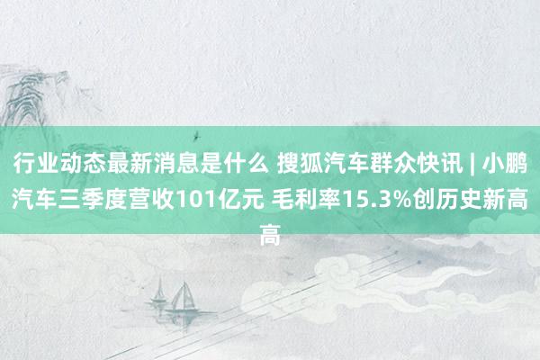 行业动态最新消息是什么 搜狐汽车群众快讯 | 小鹏汽车三季度营收101亿元 毛利率15.3%创历史新高