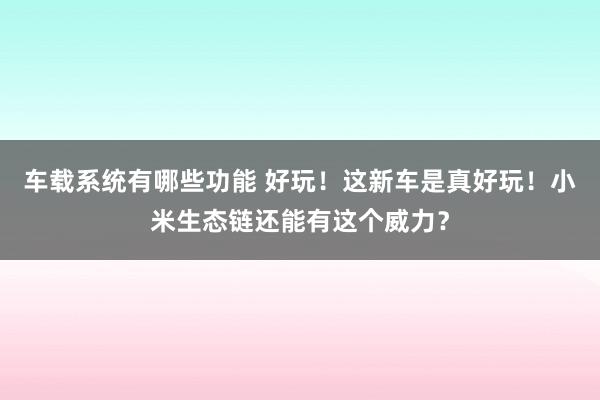 车载系统有哪些功能 好玩！这新车是真好玩！小米生态链还能有这个威力？